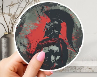 Spartan Warrior Sticker, Water Bottle Sticker, Laptop Sticker, Tumbler Sticker, Phone Case Stickers, Adorable Gift Stickers, Laptop Stickers