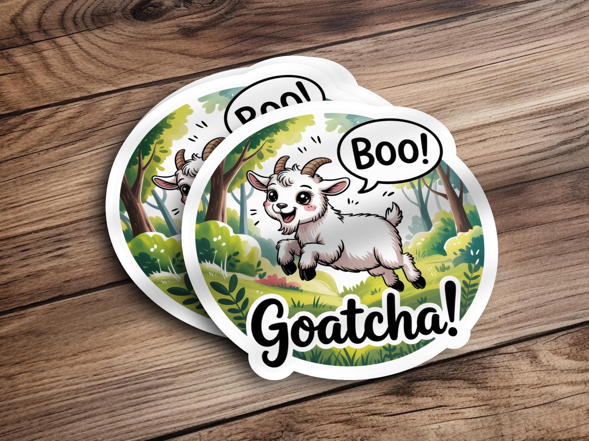 Cute Goat Sticker, Funny Goat Decal, Goatcha Saying, Boo Sticker ...