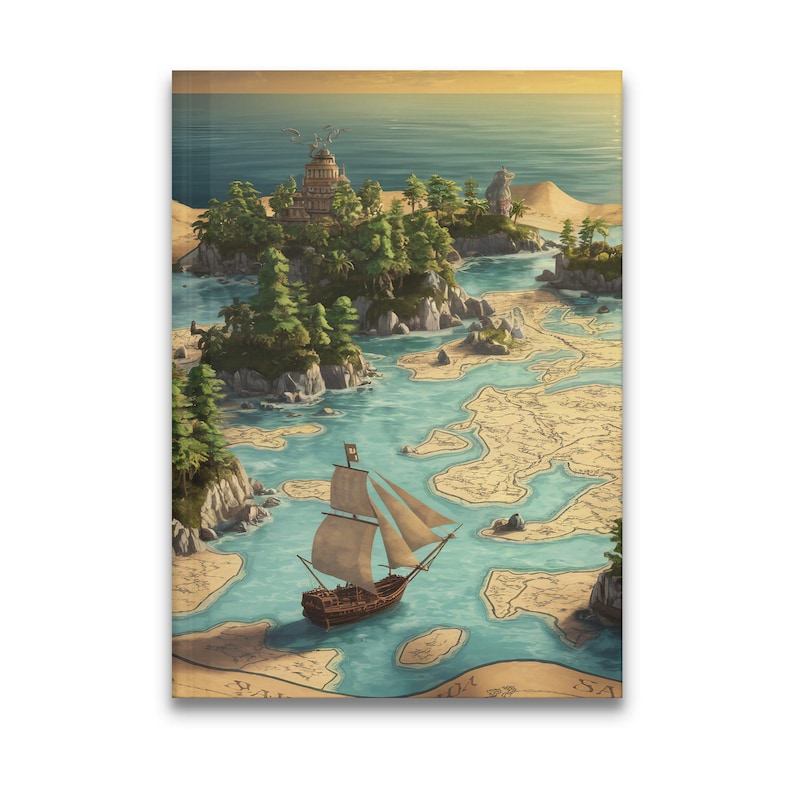 Fantasy Map Journals and Notebooks, Pirate Ship, Island Adventure ...