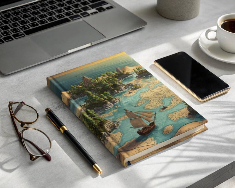 Fantasy Map Journals and Notebooks, Pirate Ship, Island Adventure ...