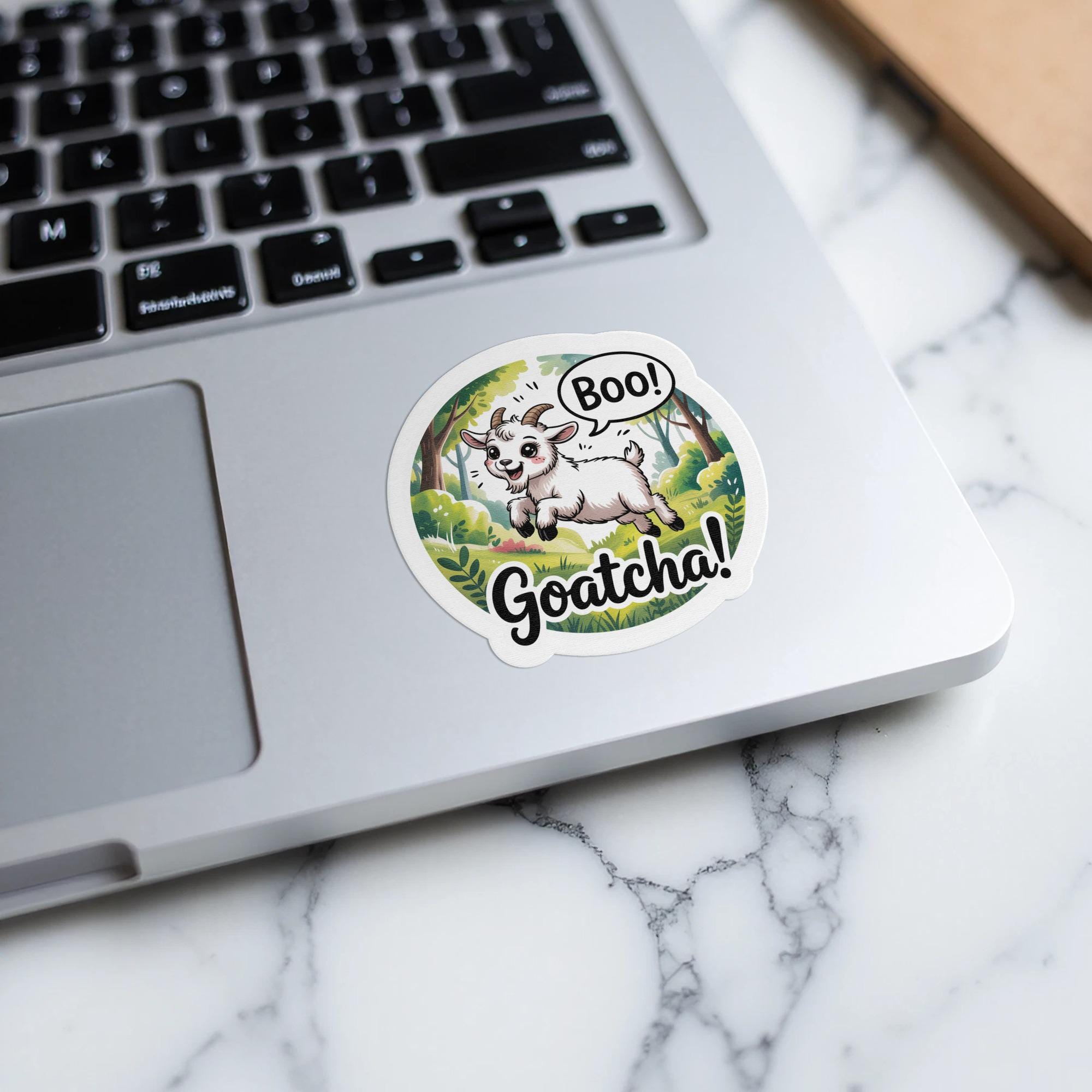 Cute Goat Sticker, Funny Goat Decal, Goatcha Saying, Boo Sticker ...