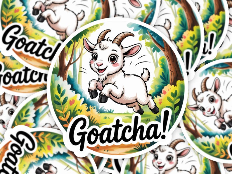 Goat Goatcha Sticker, Cute Animal Design, Funny Saying, Laptop Sticker ...