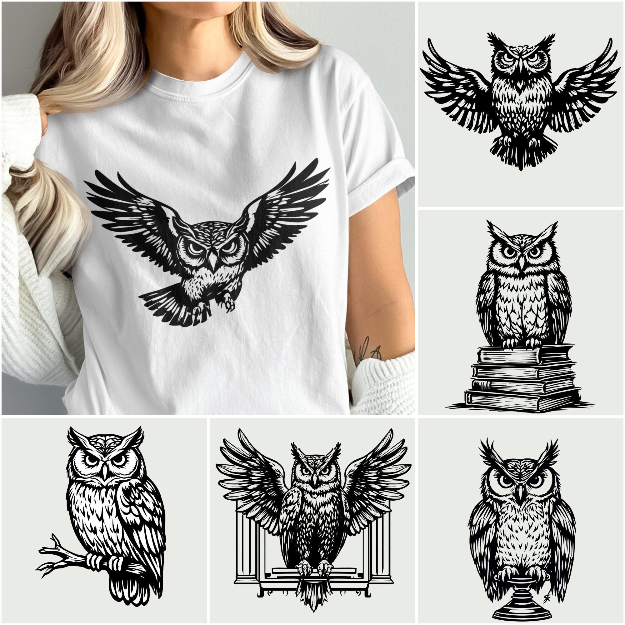 Dark Academia Owl PNG Bundle, Vintage Nature, Gothic Wildlife, Printable POD Clipart, Instant Downlo