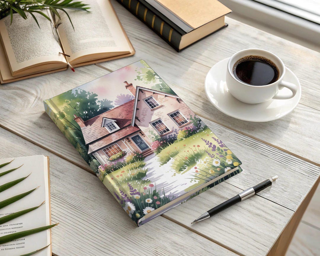 Cottagecore Journals and Notebooks, Watercolor House Stationery, Floral ...