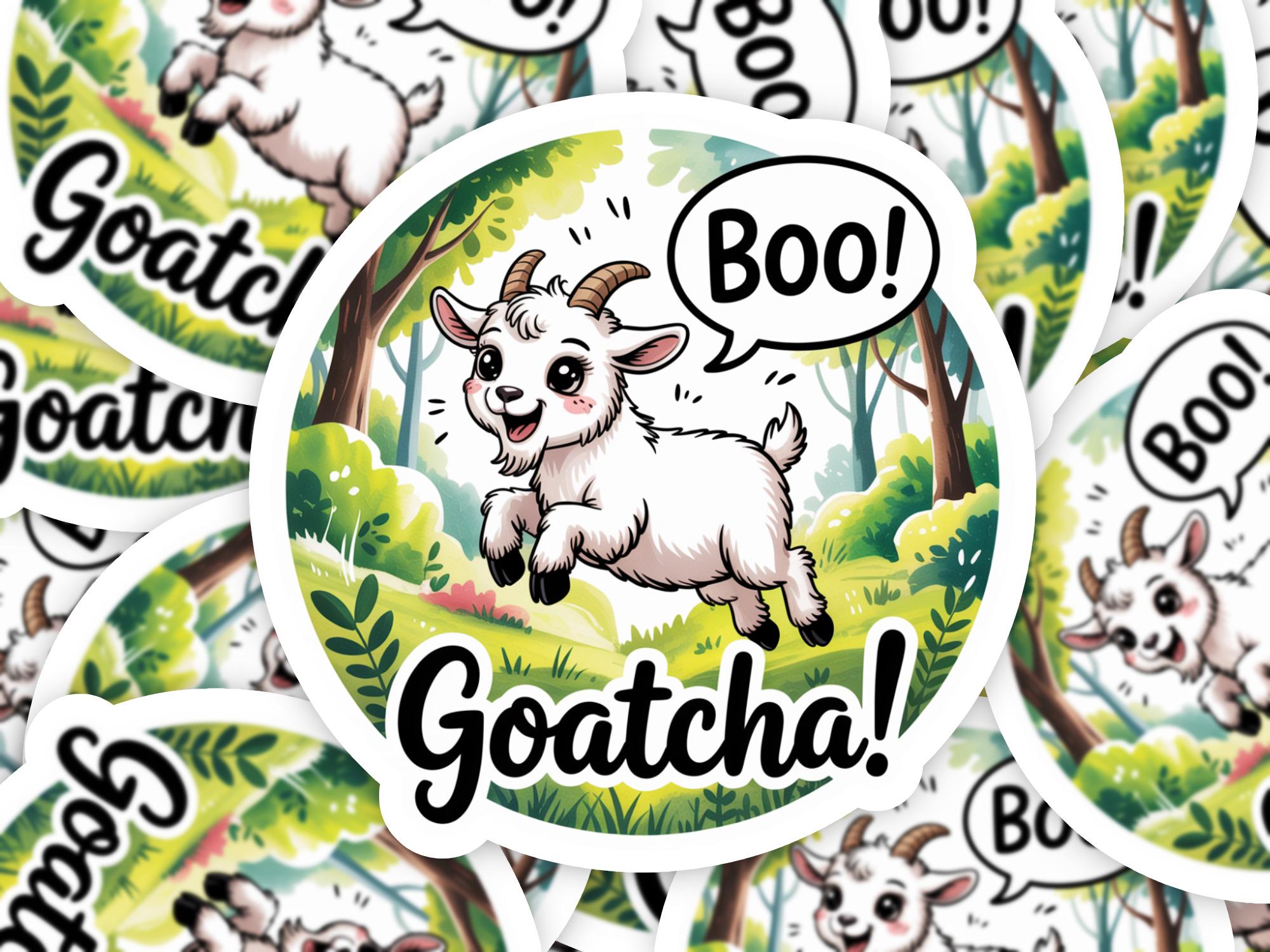 Cute Goat Sticker, Funny Goat Decal, Goatcha Saying, Boo Sticker ...