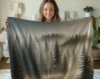 Cozy Forest-Themed Blanket, Soft Warm Throw for Sofa Bed, Gift for Nature Lovers, Relaxing Wildlife Artwork, Inspirational Motivational Art