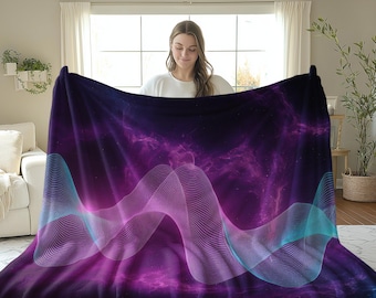 Galaxy Blanket, Nebula Design Throw, Space Decor Blanket, Cosmic Fleece Blanket, Sci-Fi ArtworkHome Accessory, Vibrant Starry Night Blanket
