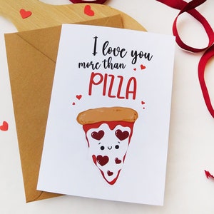 Pizza biglietto d'amore auguri San Valentino, biglietti d'auguri divertenti, regalo anniversario, biglietto amante della pizza