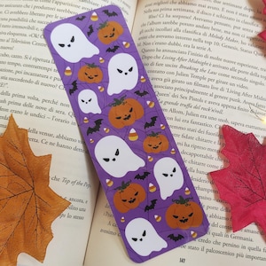 Segnalibro in cartone plastificato halloween fantasma con zucca, regali letterari