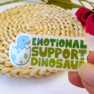 Dinosauro supporto emotivo adesivo in vinile effetto ghiaccio crepato, adesivo resistente all'acqua, adesivi motivazionali
