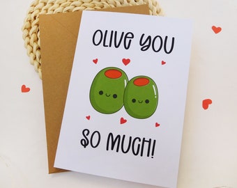 Olive you Valentine's greeting card, Valentines Day Card Husband, Valentines Day Card Girlfriend, For Boyfriend, Valentines Gift For Wife