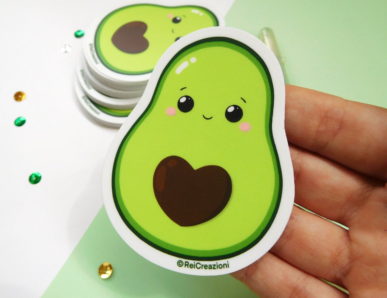 Avocado Vinyl Sticker Kawaii Fruit Food, Valentines Day Stickers, Manga ...