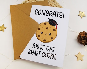 Smart cookie funny graduation handmade greeting card, funny pun card, happy graduation card, college graduation gifts