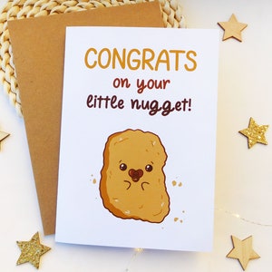 Biglietto di auguri nascita bambino nugget kawaii, cancellerie kawaii, regalo neo mamma, regalo neo papà