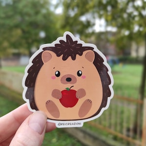 Adesivo riccio kawaii in vinile lucido animali del bosco, adesivo borraccia, adesivo otaku, cancelleria e cartoleria kawaii