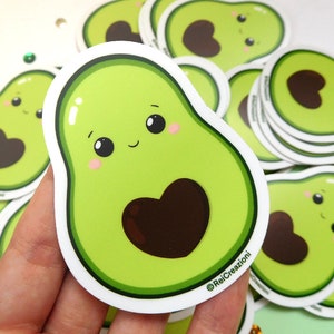 Avocado kawaii adesivo in vinile frutta tropicale, cancelleria carina, cibo adesivo