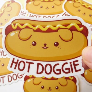 Hot dog cibo cane adesivo in vinile resistente all'acqua kawaii, cancelleria carina, adesivo pc, arte kawaii, adesivo agenda