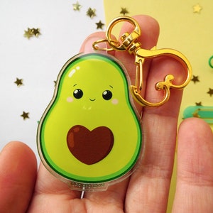 Avocado kawaii acrylic keychain with heart Valentine's Day, cute acrylic keychain, avocado couple keychain image 2