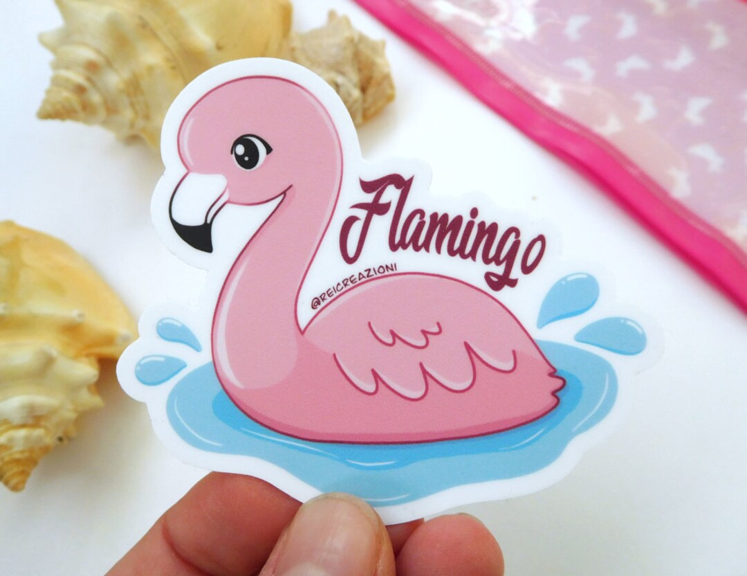 Flamingo Kawaii Vinyl Sticker for Laptop Water Bottle, Animal Sticker ...