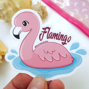 Fenicottero rosa adesivo in vinile per borraccia laptop pc, adesivo animali, cancelleria kawaii, adesivo resistente all'acqua
