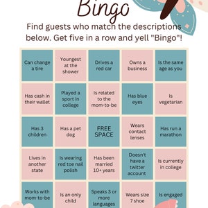 Baby Shower Bingo - Find the Guest PDF Download