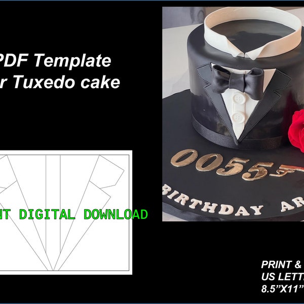 Tuxedo Suit Cake Template (Printable) - Instant Digital Download