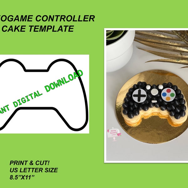 Video Game Controller Cake Template - Instant Digital Download