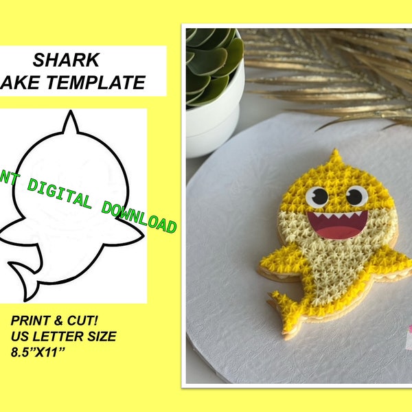 Shark Cake Template - Instant Digital Download