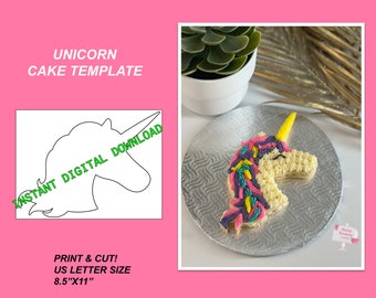 Eenhoorn taart sjabloon - direct digitaal downloaden