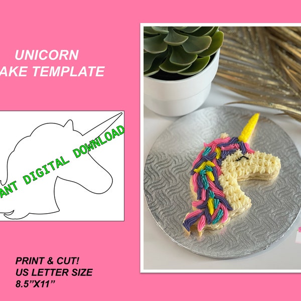 Unicorn Cake Template - Etsy