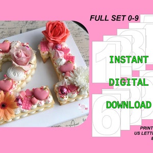 Number Cake Templates, Stencils 0 to 9, Printable - Instant Digital Download