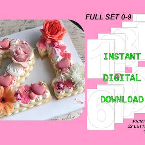 Number Cake Templates, Stencils 0 to 9, Printable - Instant Digital Download