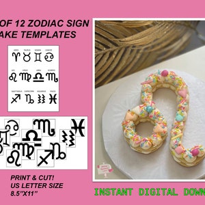 Zodiac Horoscope Sign Cake Templates, Astrology (Printable) - Instant Digital Download