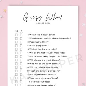 Guess Who Baby Shower Game Guess Who Template Guess Who Mom - Etsy Canada