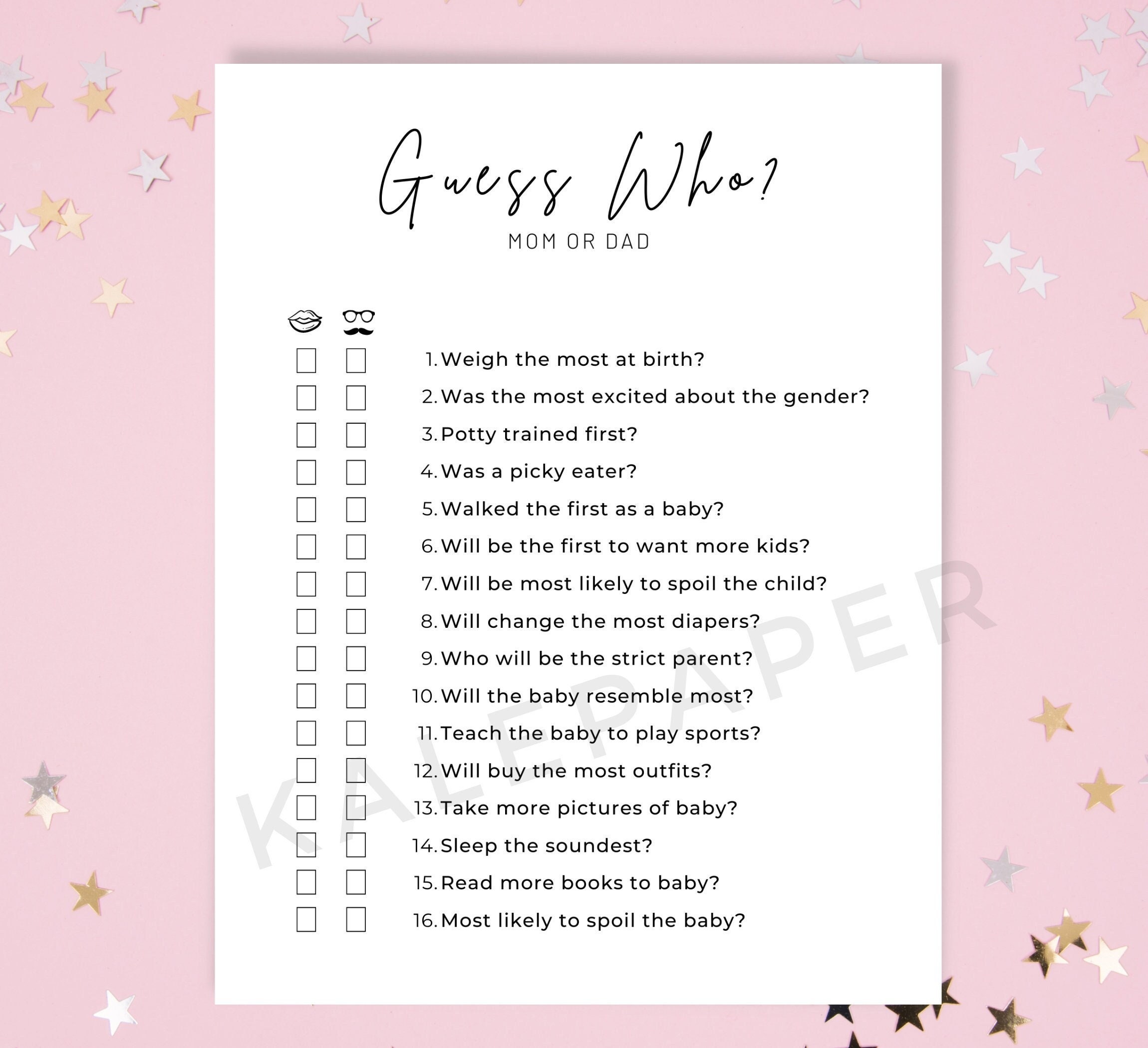 Guess Who Baby Shower Game Guess Who Template Guess Who Mom Etsy Canada