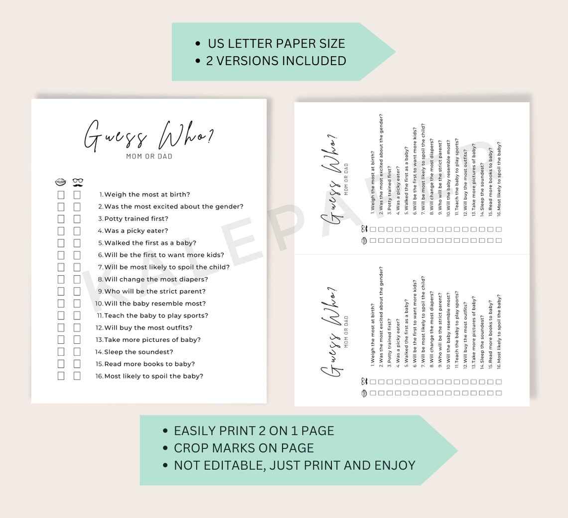 Guess Who Baby Shower Game Guess Who Template Guess Who Mom Etsy Canada