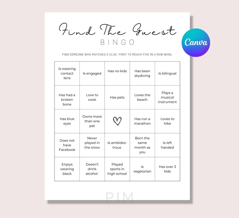 Editable Find the Guest Bingo, Find the Guest Baby Shower Game, Find ...