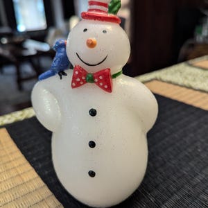 Whimsical Snowman Candle Vintage Unused