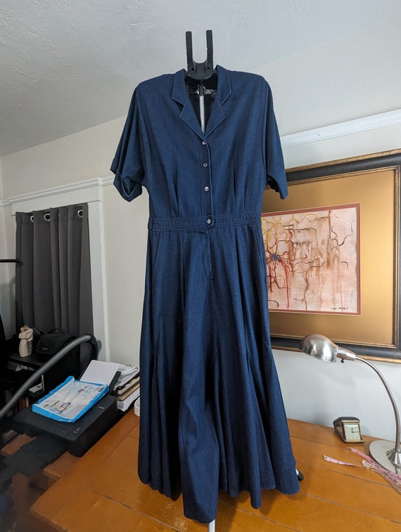 Vintage Denim Fit and Flair midi dress, swing, mer