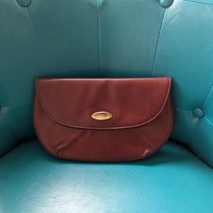 Vintage Etienne Aigner Burgundy Leather Clutch: 1980s Classic Purse