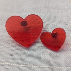 90&#39;s Asymmetrical Heart Earrings, Red Heart Studs