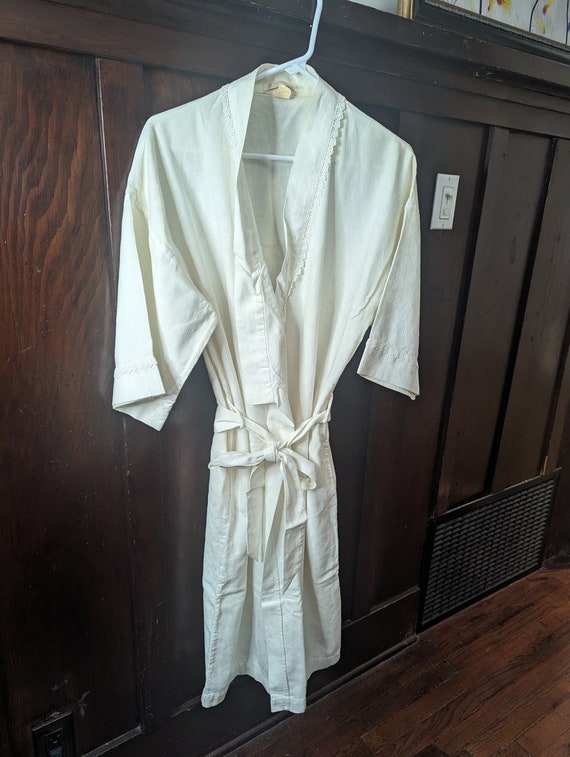 Vintage cotton kimono robe, light 100 percent cot… - image 1