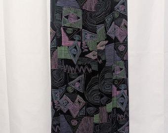 Vintage 90s Abstract Print Midi Skirt | Geometric Art, Size L