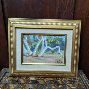 Pintura a óleo de 1993 de plátanos, pintada em Santa Bárbara pelo artista de Pasadena, Califórnia