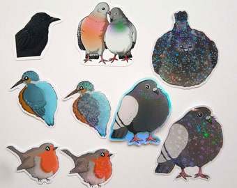 Bird Pigeon Crow Sticker & Pin