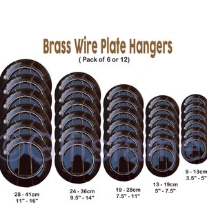 6-12 Brass Wall Display Plate Dish Wire Spring Hanger Holder Hangers Mount, Plate Hangers, Wall Hangers, Dish Hangers, 5 sizes 0, 1, 2, 3, 4