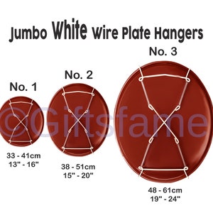 Extra Large White Wall Display Plate Dish Wire Tray Spring Hanger Holder Mount, Plate Hangers, Wall Hangers, Dish Hangers, In Three Sizes