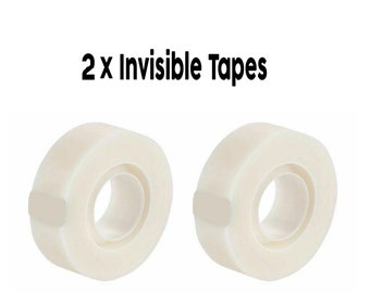 Two 19mm x 33m - Low Noise Invisible Tape - Sellotape Dispenser Cellotape Roll - For Office , Home, School, Arts, Crafts, Gift wrap, photo