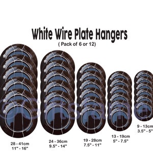 6-12 White Wall Display Plate Dish Wire Spring Hanger Holder Hangers Mount, Plate Hangers, Wall Hangers, Dish Hangers, 5 sizes 0, 1, 2, 3, 4