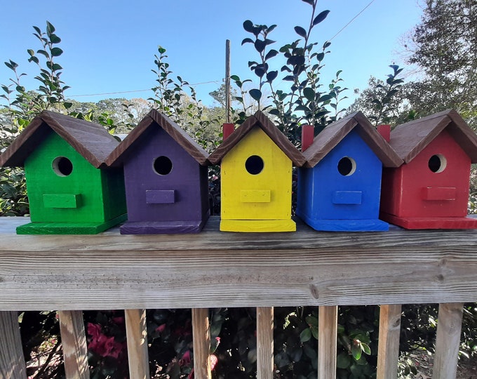pick your colors, cedar birdhouse, birdhouse for outdoors, outdoor birdhouse, Christmas gift idea, colorful birdhouse, garden decor, decor